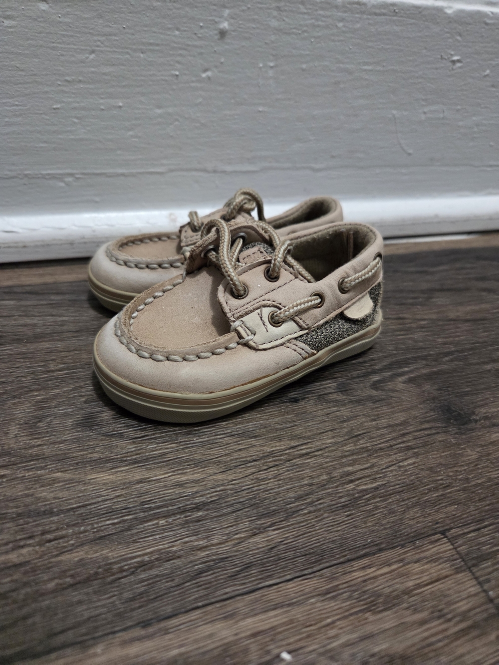 SPERRY US 2M UK 1.5 Top-Sider Bluefish Prewalker Boat Shoe Leather Beige